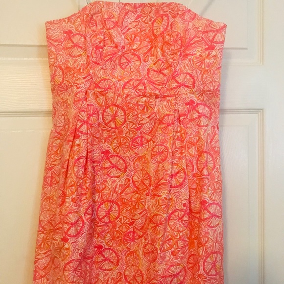 Lilly Pulitzer strapless Betsey dress pink 4 Ten Speed Bikes